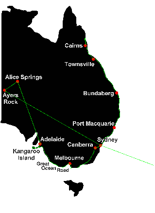 Unsere geplant Route in Australien.