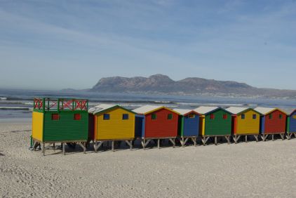 Viktorianische Strandhäuser in Muizenberg.