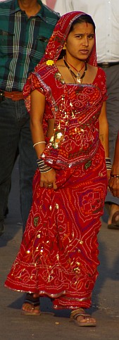 Indische Frau in farbenfrohem Sari.