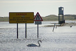 Straße nach Lindisfarne bei Flut.